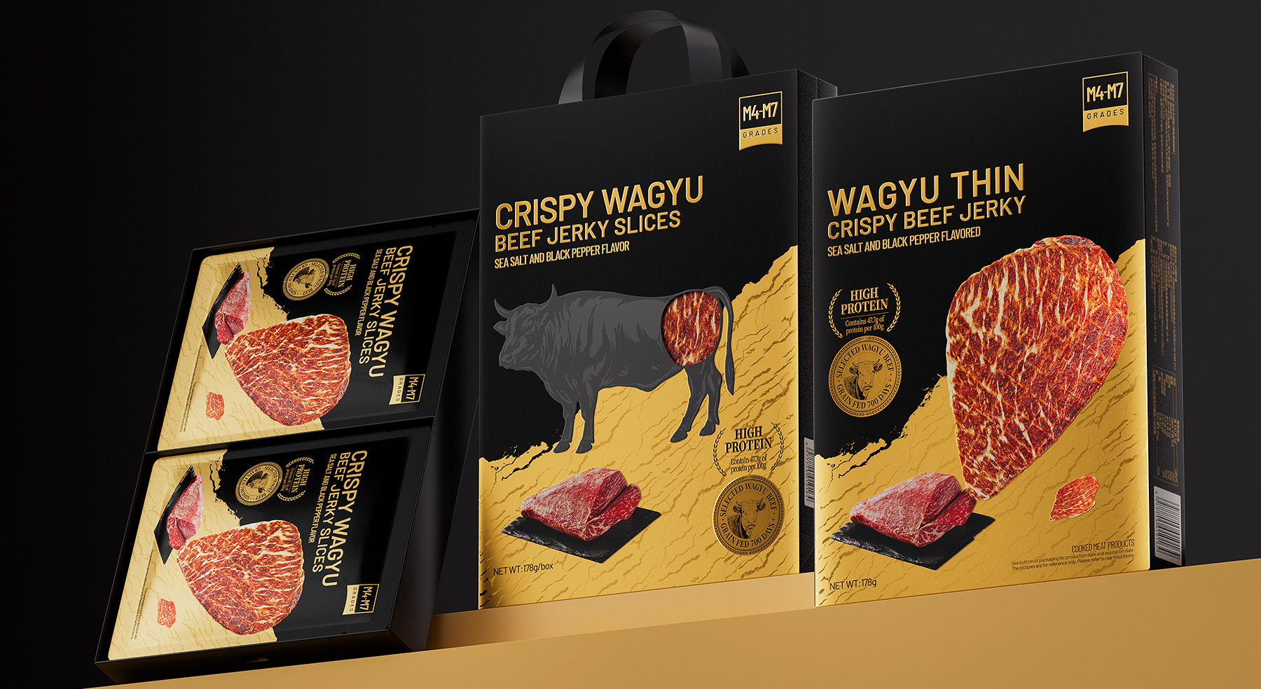 山姆沃金和牛和牛牛排脆产品包装设计